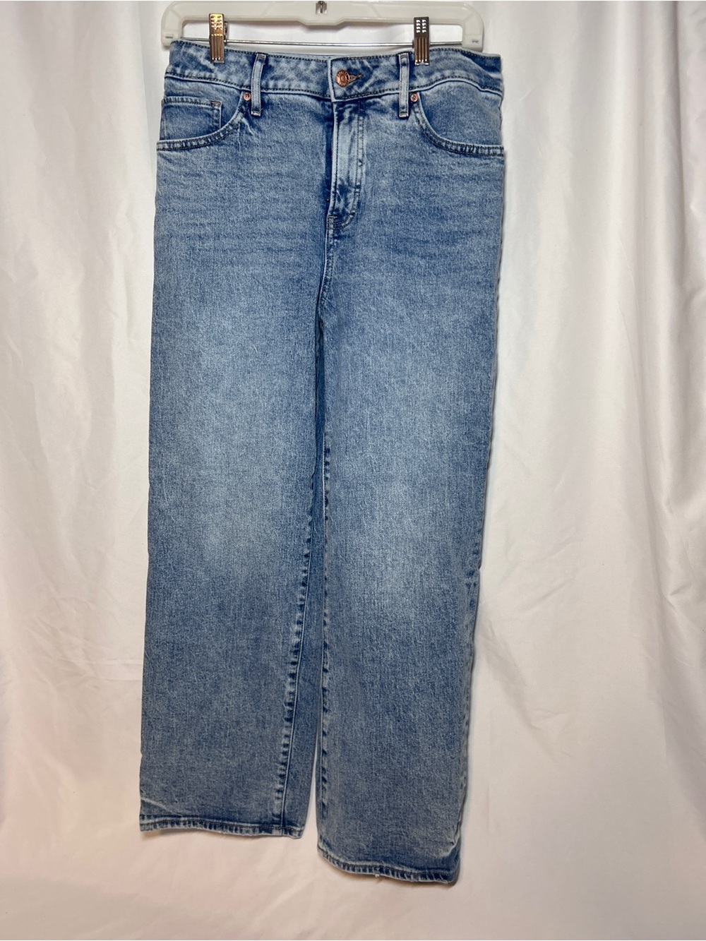 Express Relaxed Straight Ankle Jeans Womens 6R High Rise Light Wash Denim